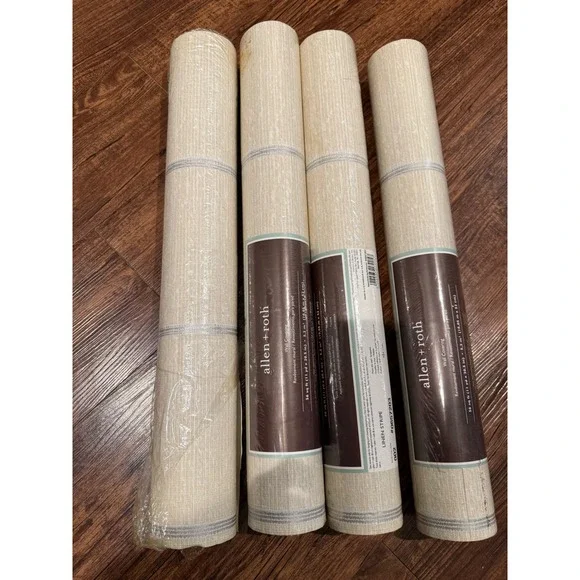 Allen Roth Linen Stripe Textured Wallpaper Roll 56 Sq‎ Ft 4 Rolls 11 yd x 20.5in - Picture 8 of 8